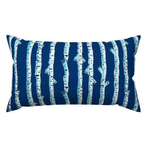 Navy Birch Stripe Lumbar Down Pillow