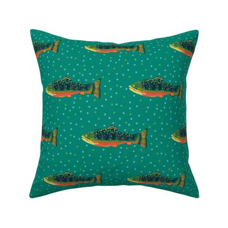 Brook Trout Outdoor Square Pillow
