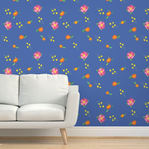 Indigo Katherine's Blooms Wallpaper