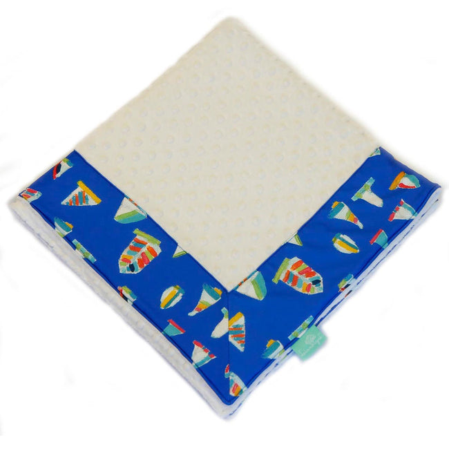 French Blue Summer Sail with White Minky Baby Blankie