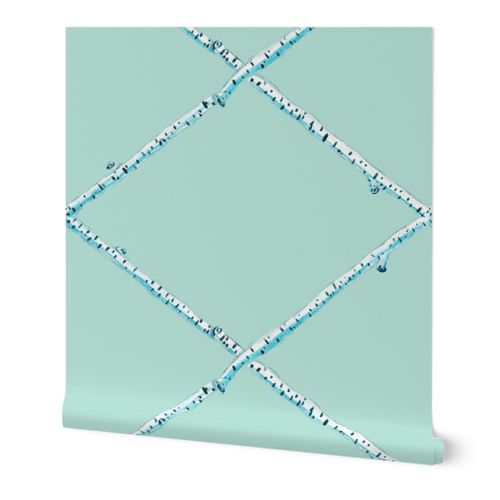 Turquoise Birch Lattice Wallpaper
