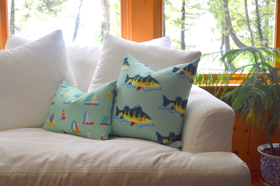 Seagreen Summer Sail Lumbar Down Pillow