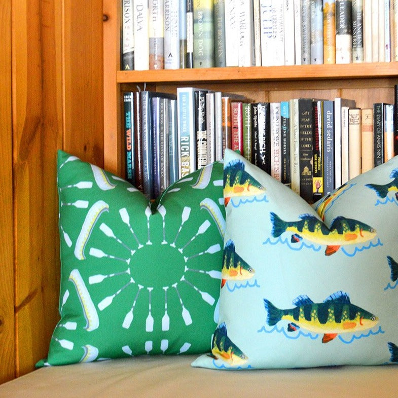 Emerald Canoes and Oars Indoor Square  Pillow