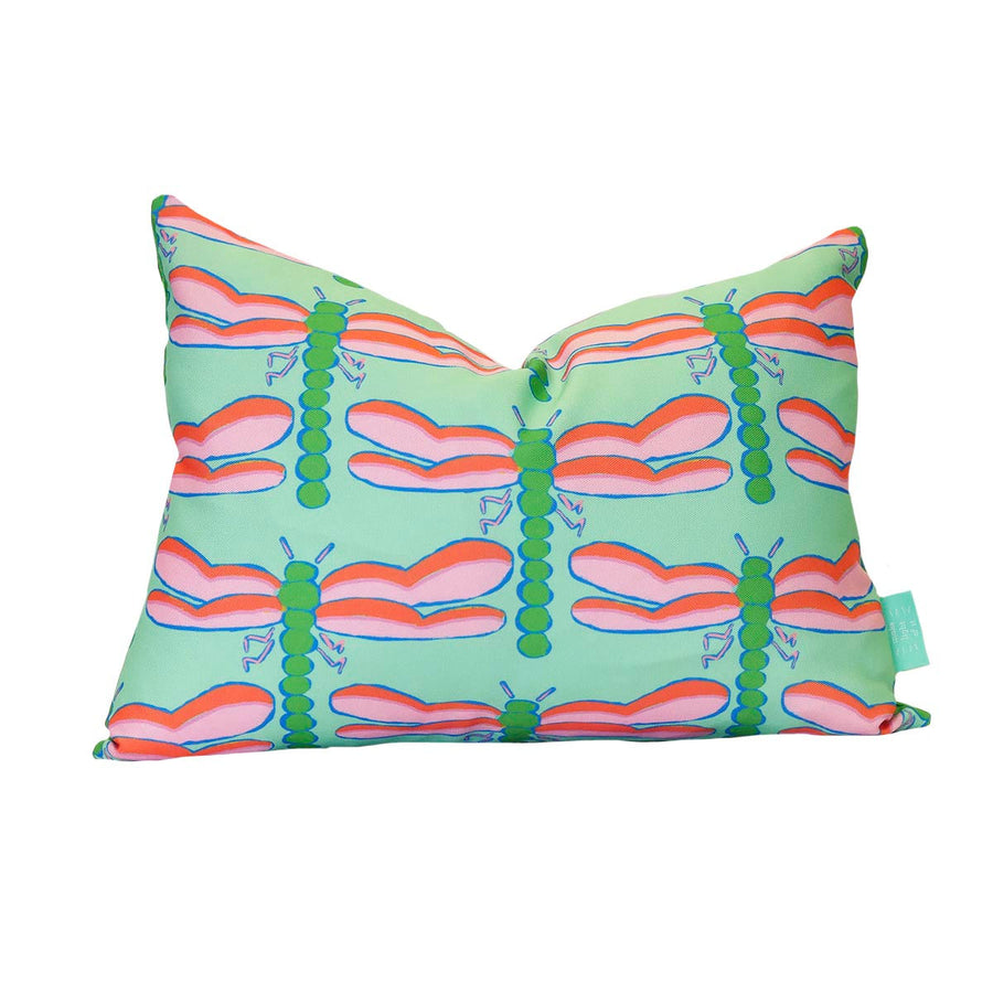 Seagreen Dragonfly Lumbar Down Pillow