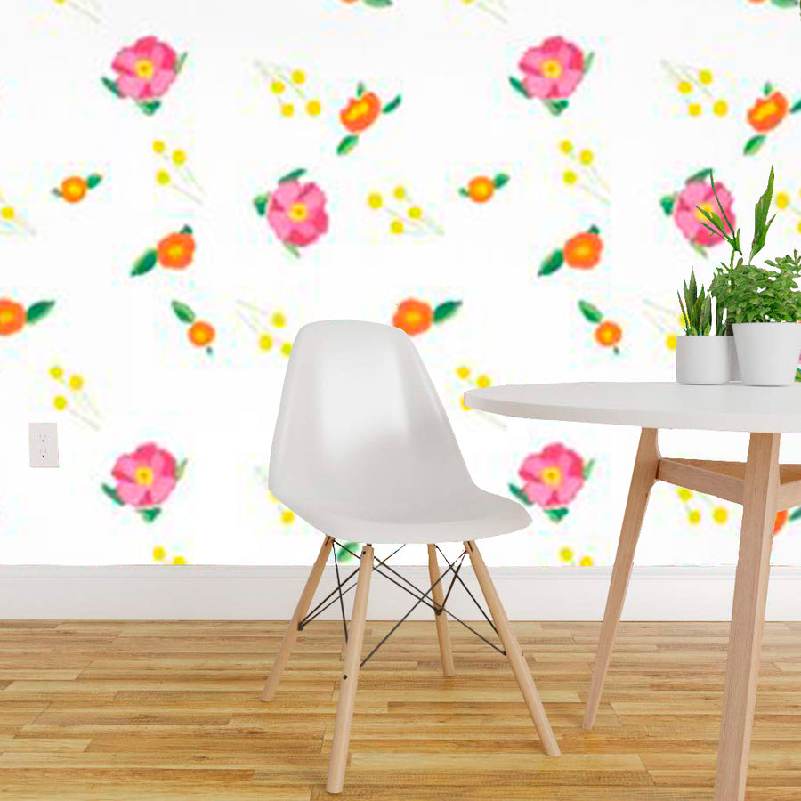 White Katherine's Blooms Wallpaper