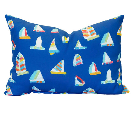 Navy Summer Sail Outdoor Lumbar Pillow