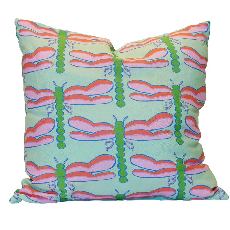 Seagreen Dragonfly Outdoor Square Pillow