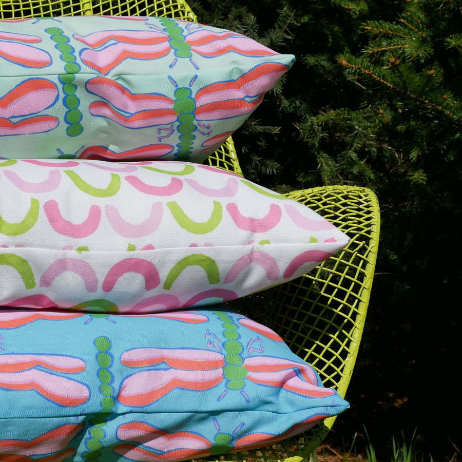 Waterfall Dragonfly Outdoor Square Pillow