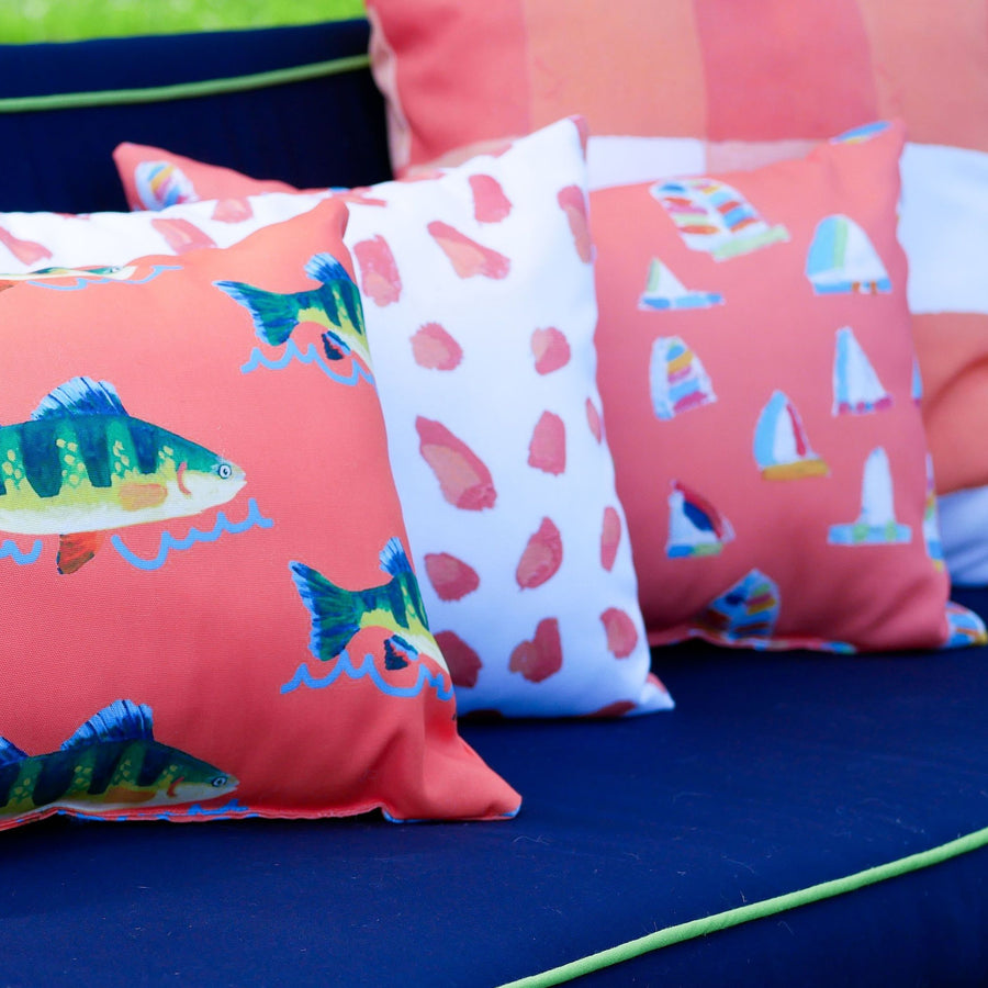 Grapefruit Summer Sail Outdoor Lumbar Pillow