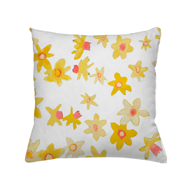 White Daffodil Disco Outdoor Square Pillow