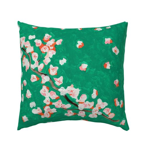 Jade Cherry Cha Cha Outdoor Square Pillow