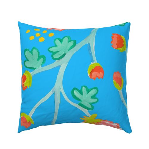 Mist Peony Waltz Outdoor Square Pillow