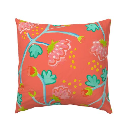 Poppy Peony Waltz Indoor Square Pillow