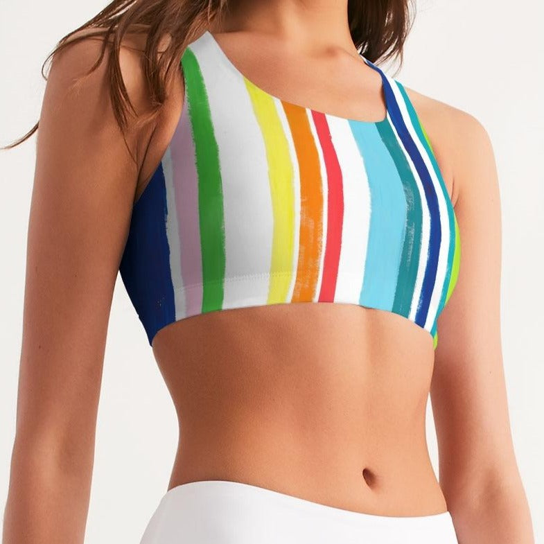 Colourful Striped Sports Bra