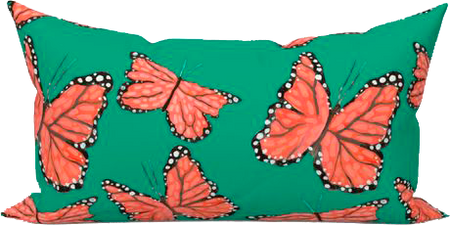 Jade Monarchs Marching Outdoor Lumbar Pillow