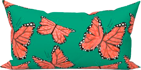 Jade Monarchs Marching Outdoor Lumbar Pillow
