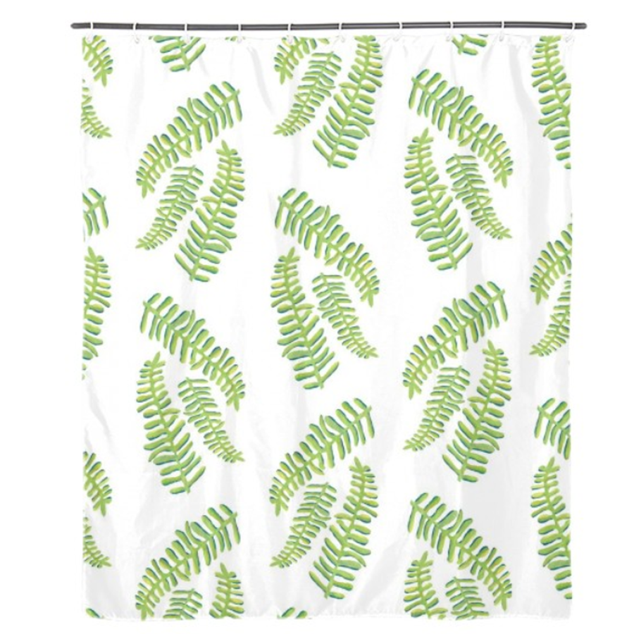 White Fronds Shower Curtain