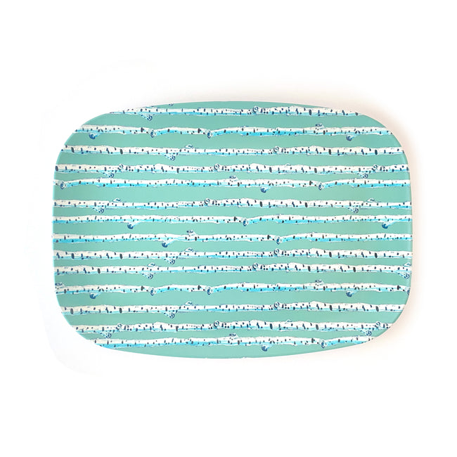 Cyan Birch Stripe Melamine Platter