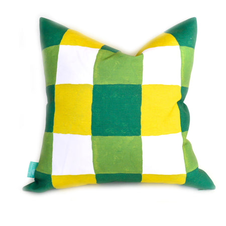 Foliage and White Buffalo Check Indoor Square Pillow