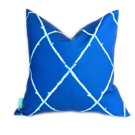 Navy Birch Lattice Indoor Square Pillow