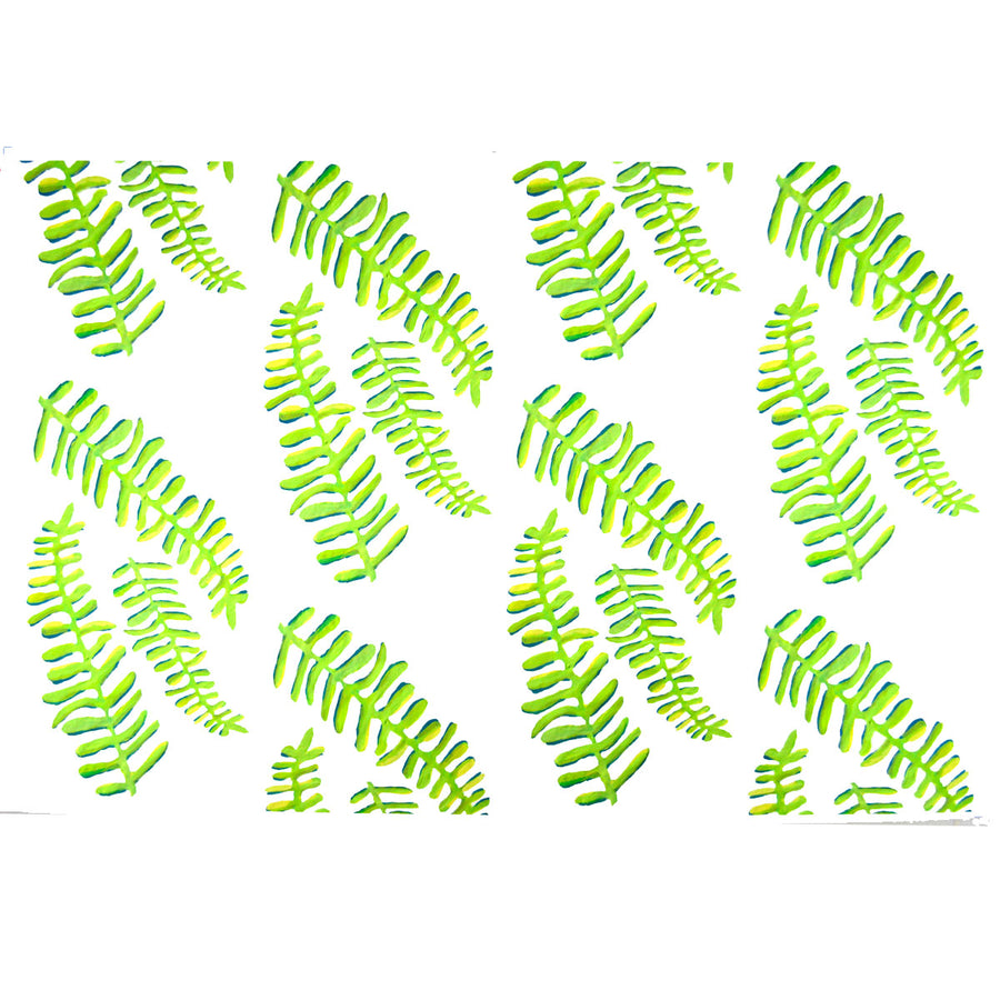 White Floating Fronds Fabric