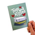 Tugs and Kisses in Milk Glass Greeting Card