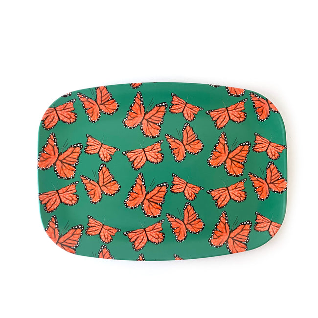 Jade Monarchs Marching Melamine Platter