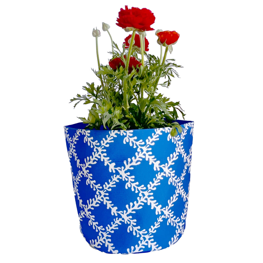 Cornflower Blue Lattice Flower Bucket
