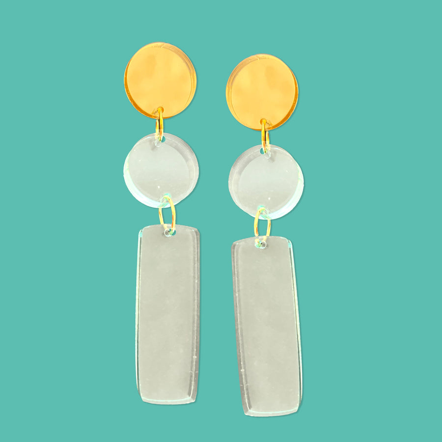 Gold and Clear Drop Earrings