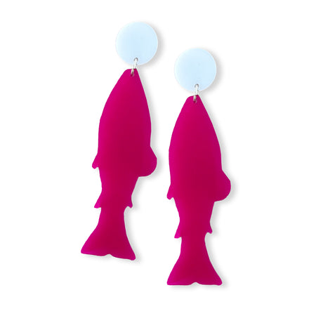 White and Pink Fish Earrings