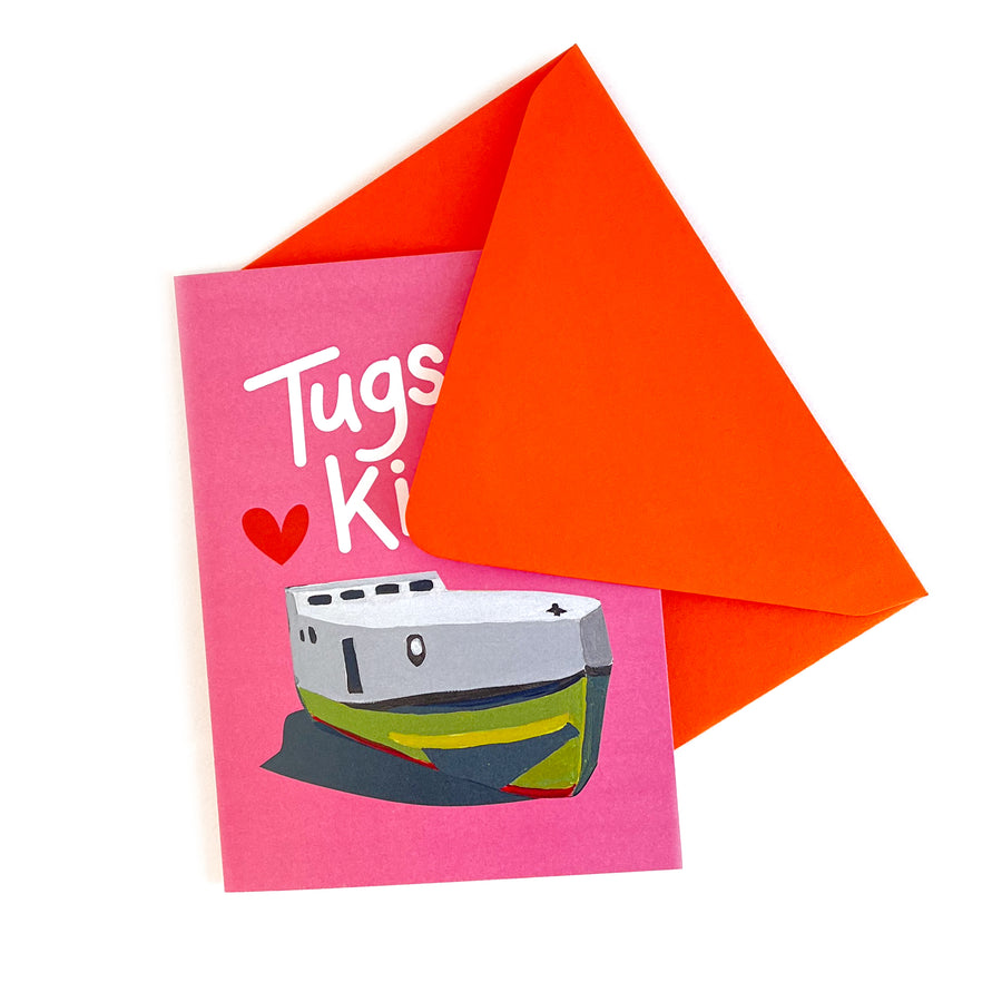 Tugs and Kisses in Sunset Greeting Card