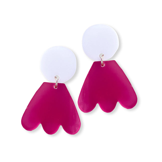 White and Pink Beach Glass Betties Earrings