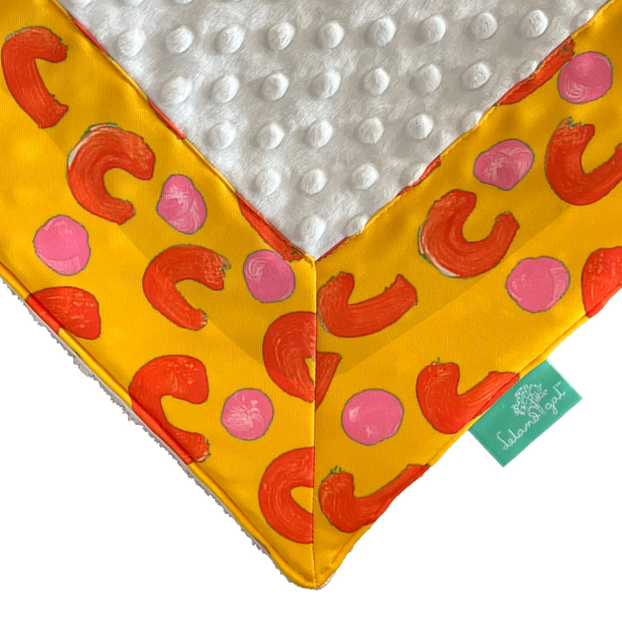 Sunshine French Dots with White Minky Baby Blankie