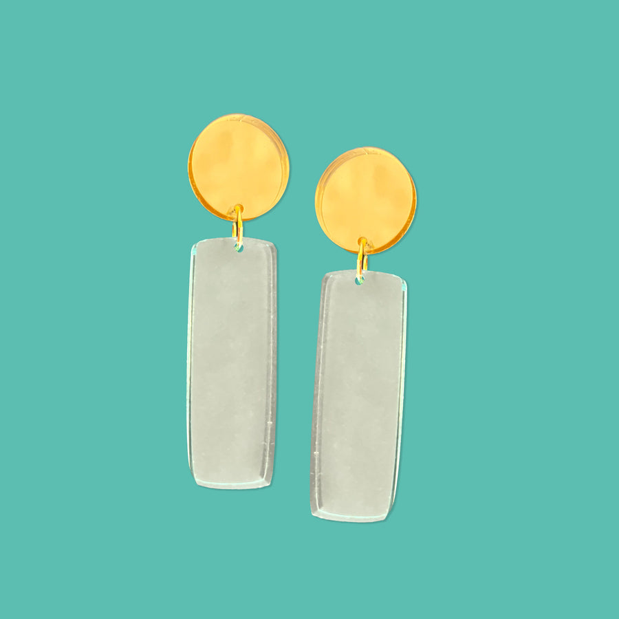 Gold and Clear Plank Earrings