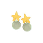 Gold Star and Clear Circle Earrings