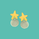 Gold Star and Clear Circle Earrings