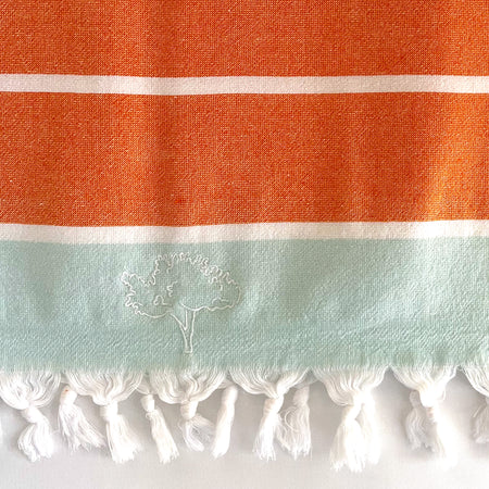 Tangerine/Aqua Turkish Towel