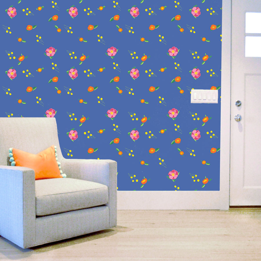 Wallpaper - Indigo Katherine's Blooms