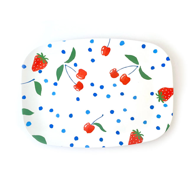 White Berries and Cherries Melamine Platter