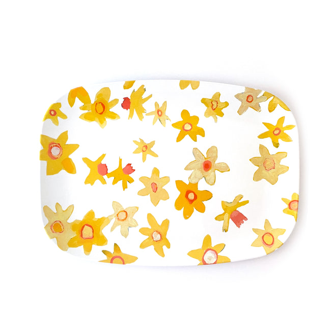 White Daffodil Disco Melamine Platter