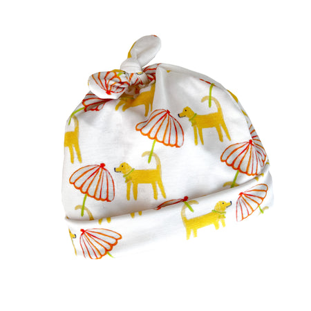 White Dog Day Afternoon Top Knot Baby Hat