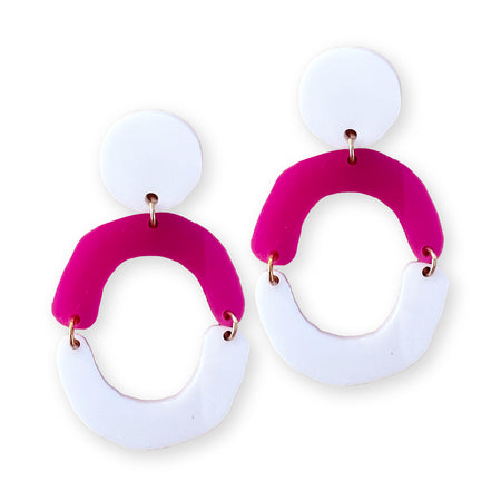 Circle Me In With White and Pink Earrings