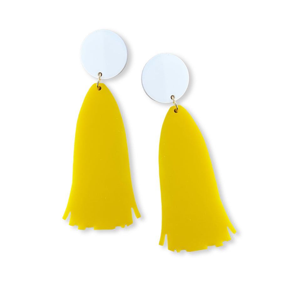 White and Yellow Tassel Earrings