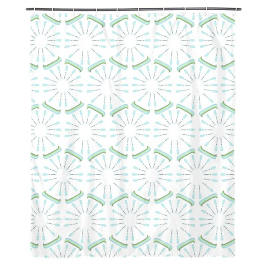 White Canoes and Oars Shower Curtain