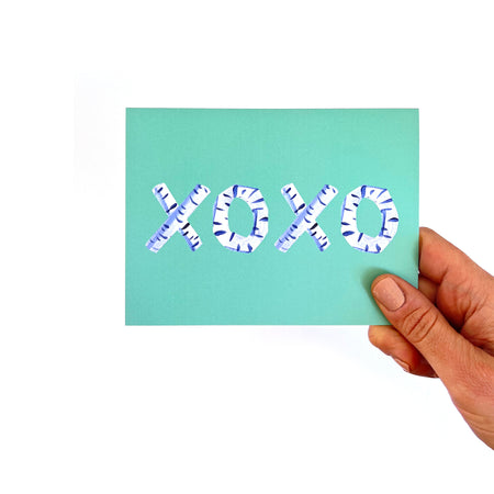 XOXO in Milk Glass Greeting Card