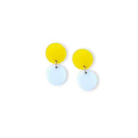 Mini Yellow and White Circle Earrings